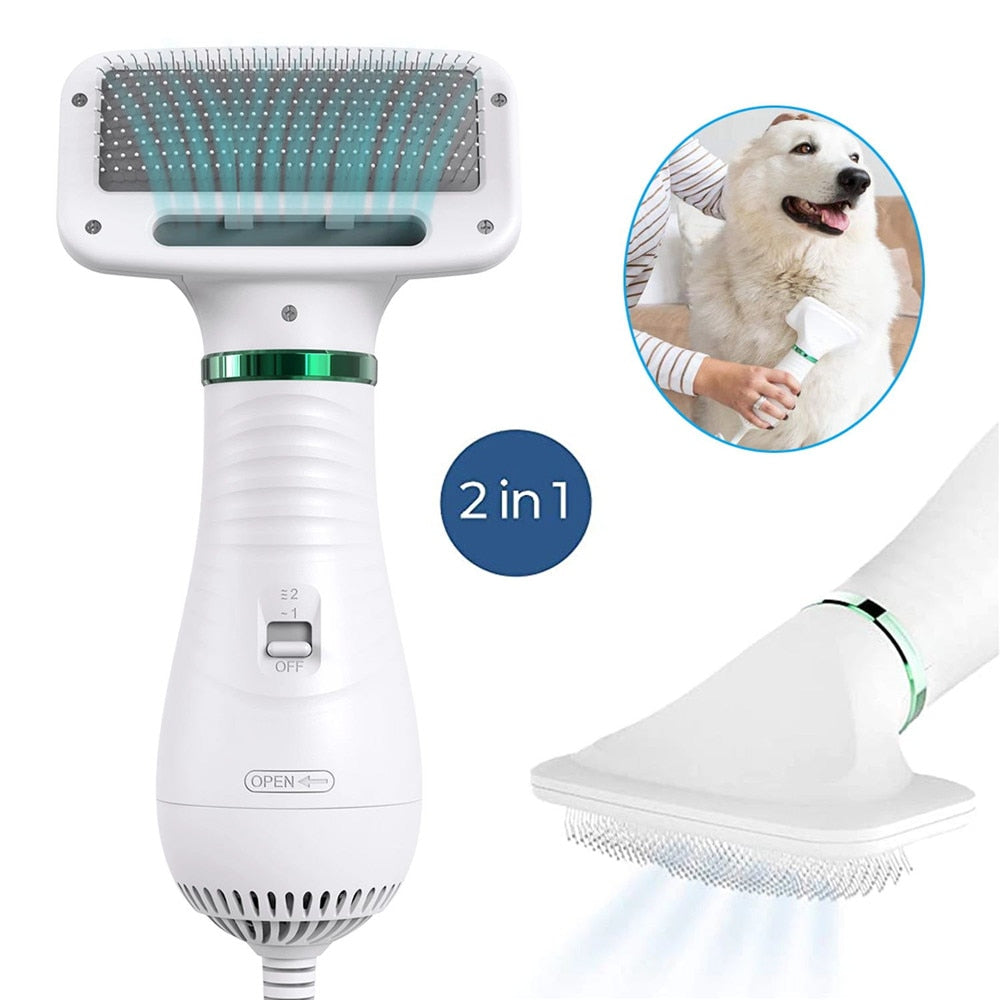 2-in-1 Dog Hair Dryer & Comb — Quiet, Fast Grooming