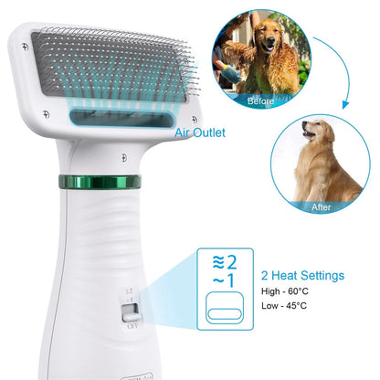 2-in-1 Dog Hair Dryer & Comb — Quiet, Fast Grooming